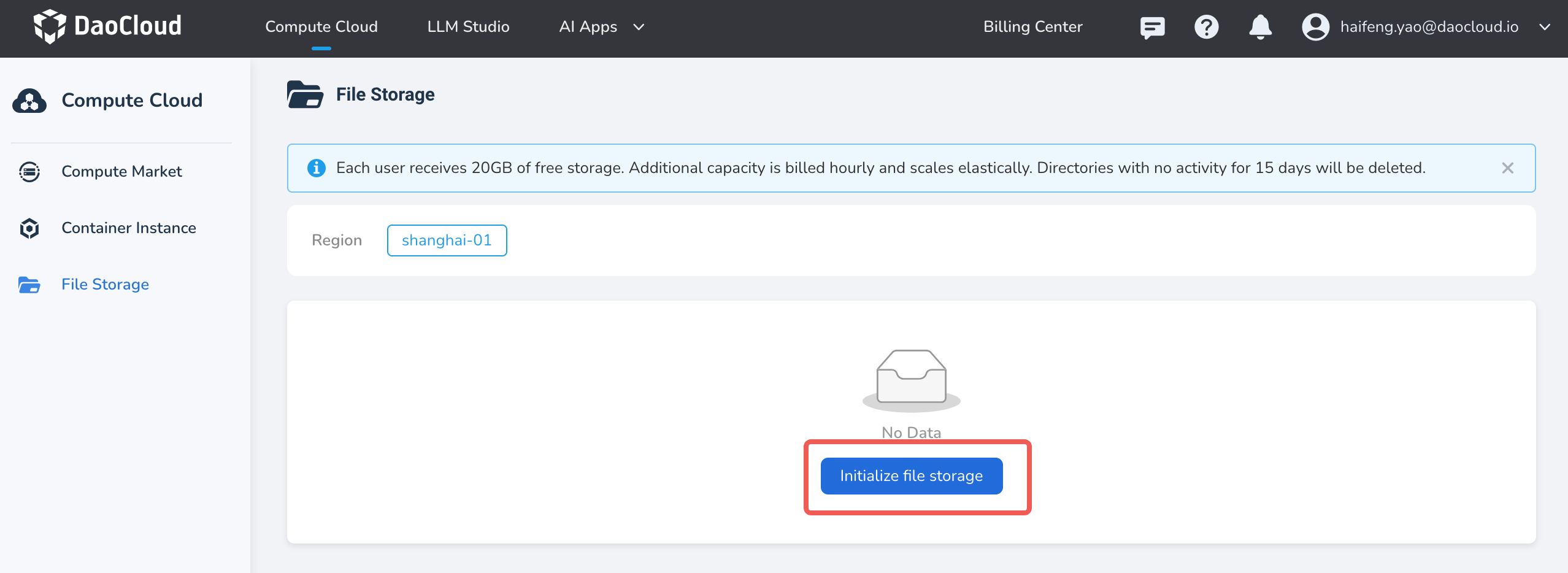Initialize File Storage 1